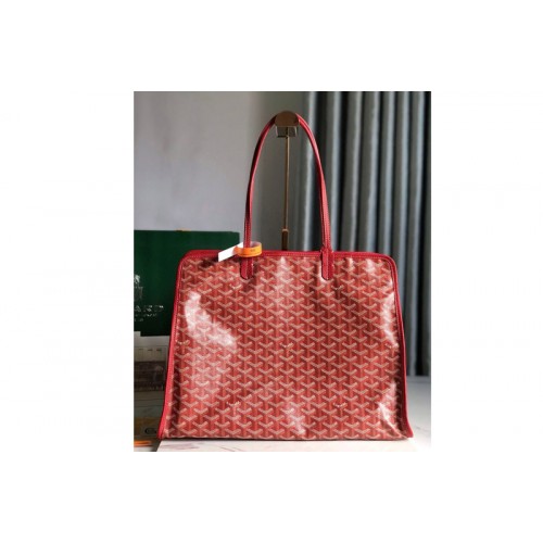 Goyard Hardy PM bag in Red Goyardine Canvas and Decize Taurillon Leather