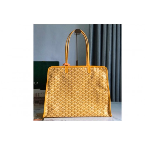Goyard Hardy PM bag in Yellow Goyardine Canvas and Decize Taurillon Leather