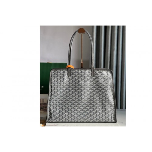Goyard Hardy PM bag in Gray Goyardine Canvas and Decize Taurillon Leather