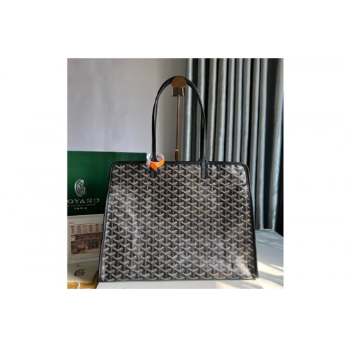 Goyard Hardy PM bag in Black Goyardine Canvas and Decize Taurillon Leather