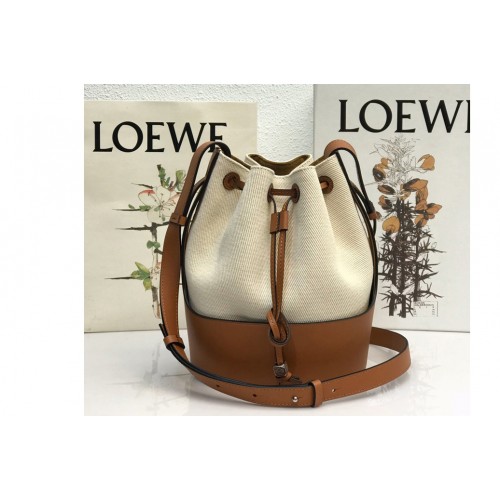 Loewe Small Balloon bag in Ecru Tan canvas and calfskin