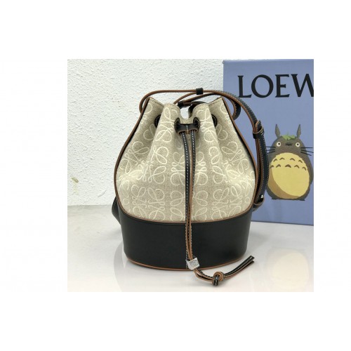 Loewe Small Balloon bag in White Black Anagram jacquard and calfskin