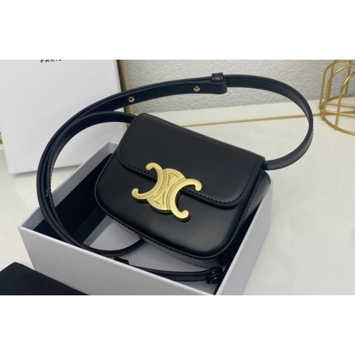 Celine 10I513 MINI TRIOMPHE Bag IN Black SHINY CALFSKIN