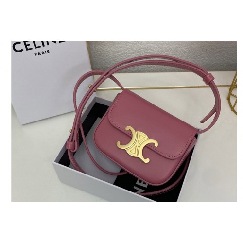 Celine 10I513 MINI TRIOMPHE Bag IN Pink SHINY CALFSKIN
