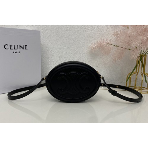 Celine 10I703 CROSSBODY OVAL PURSE IN Black SMOOTH CALFSKIN