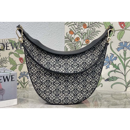 Loewe Luna bag in Black Anagram jacquard and classic calfskin