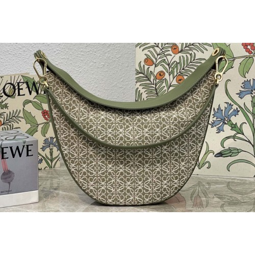 Loewe Luna bag in Green Anagram jacquard and classic calfskin