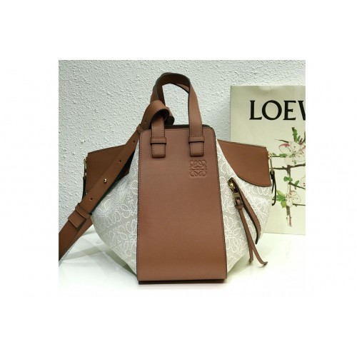 Loewe Small Hammock bag in Ecru Tan Anagram jacquard and calfskin