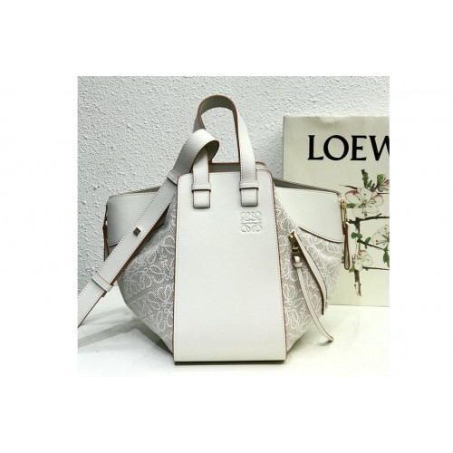 Loewe Small Hammock bag in Ecru Soft White Anagram jacquard and calfskin