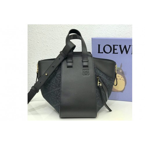 Loewe Small Hammock bag in Anthracite Black Anagram jacquard and calfskin
