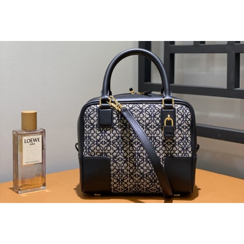 Loewe Amazona 19 square bag in Navy Black Anagram jacquard and calfskin