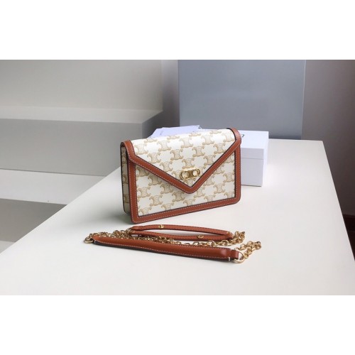 Celine 10F823 MAILLON TRIOMPHE WALLET on White triomphe canvas and calfskin