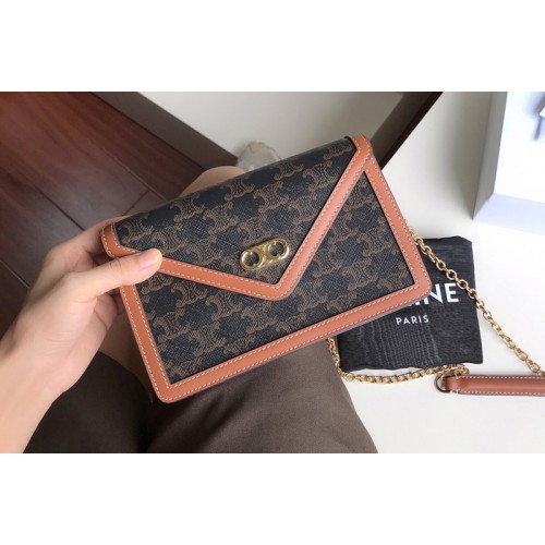 Celine 10F823 MAILLON TRIOMPHE WALLET on Brown triomphe canvas and calfskin