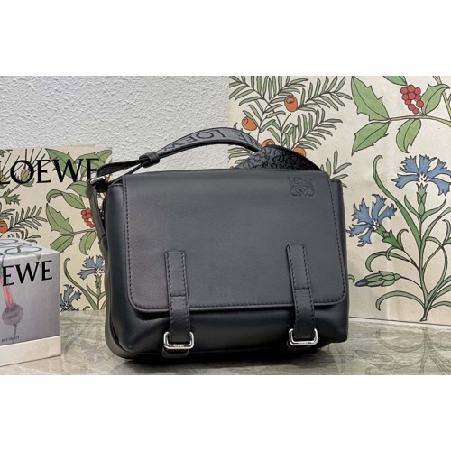 Loewe XS Military messenger bag in Black supple smooth calfskin and jacquard