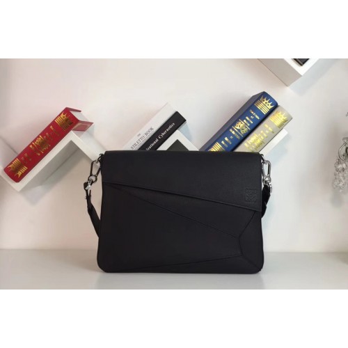 Loewe 324.12.T55 Puzzle Messenger Bag Black Soft Grained Calf Calf