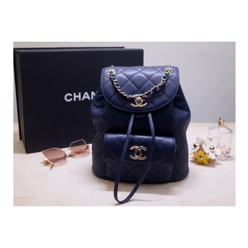 Chanel 1168 Backpack in Blue Grained Calfskin