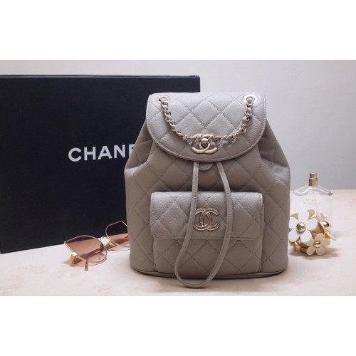 Chanel 1168 Backpack in Gray Grained Calfskin
