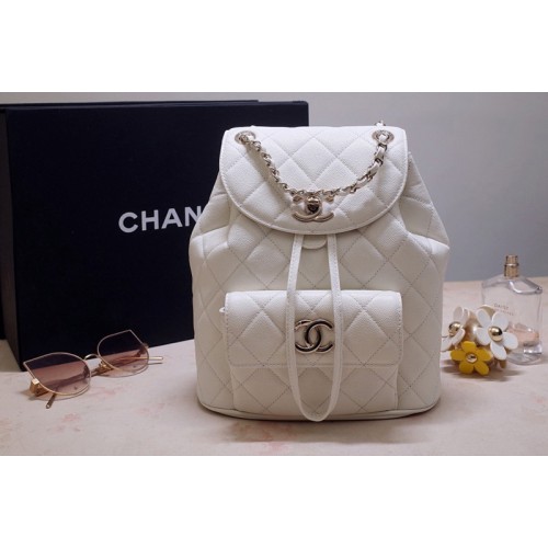 Chanel 1168 Backpack in White Grained Calfskin Chanel 1168 Backpack in White Grained Calfskin