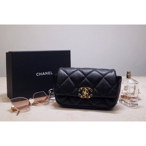 Chanel AS1183 19 Bumbag Bag In Black Goatskin Leather