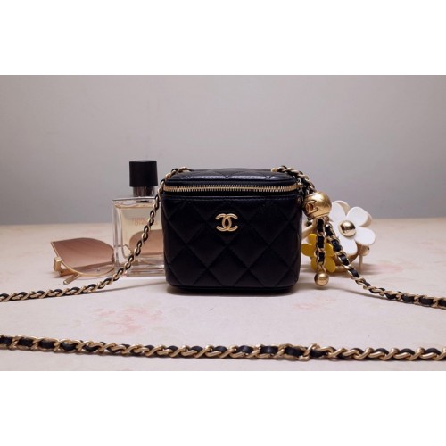 Chanel AP1447 Small Classic Box with Chain in Black Lambskin
