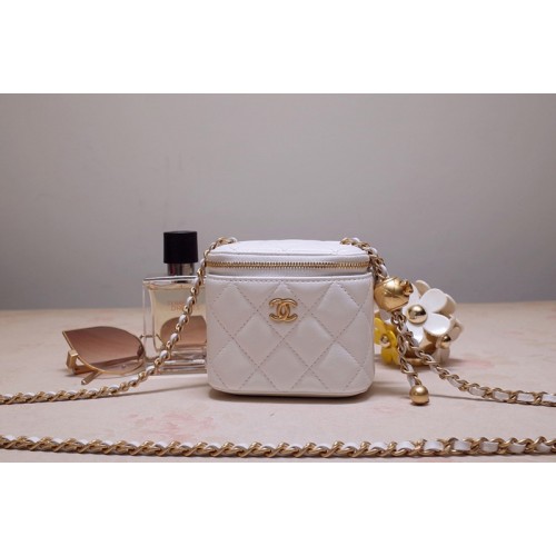 Chanel AP1447 Small Classic Box with Chain in White Lambskin