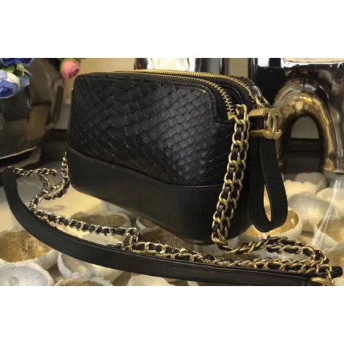 Chanel Gabrielle Original Python Leather Shoulder Bag 17817 Black