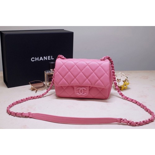 Chanel AS1784 Flap Bag in Light Pink Grained Calfskin Leather