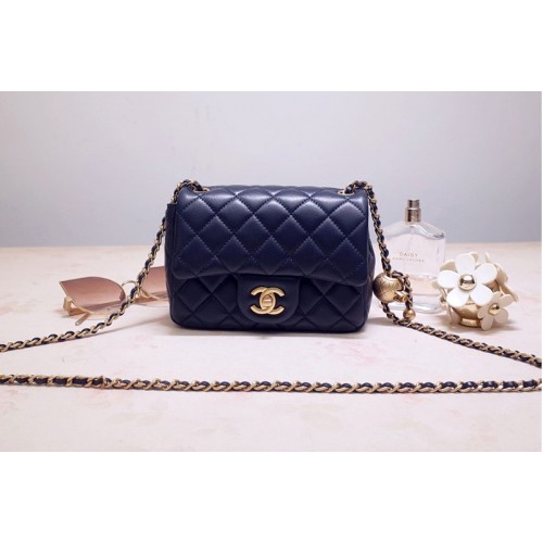 Chanel AS1786 Flap Bag in Blue Lambskin Leather