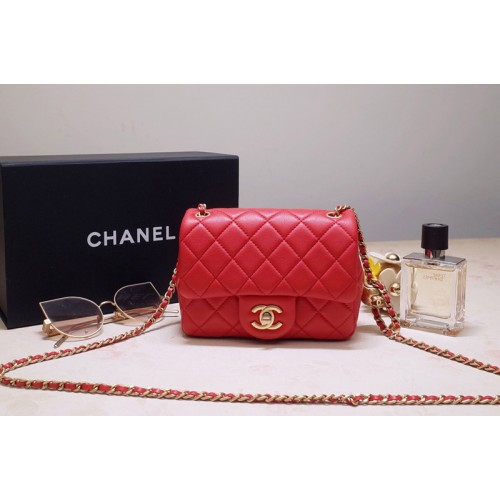 Chanel AS1786 Flap Bag in Red Lambskin Leather