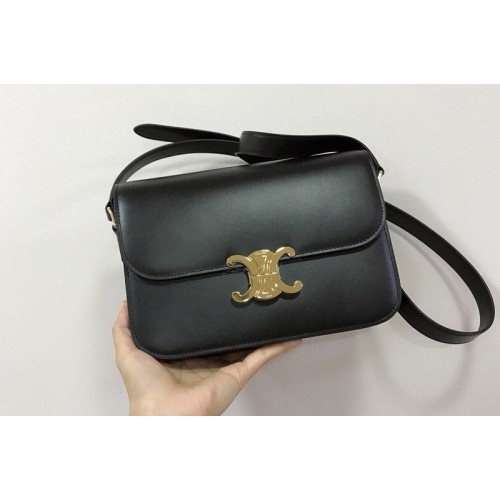 Celine medium triomphe bag in Black shiny calfskin
