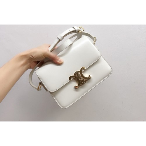 Celine Teen triomphe bag in White shiny calfskin