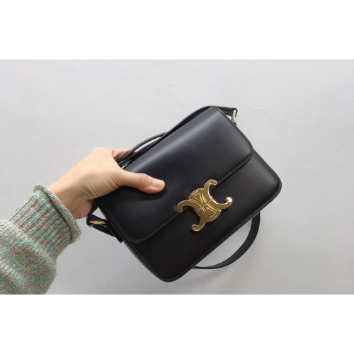 Celine Teen triomphe bag in Black shiny calfskin