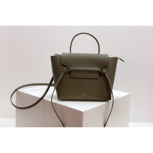 Celine Nano Belt Bag in Green Grained Calfskin Leather