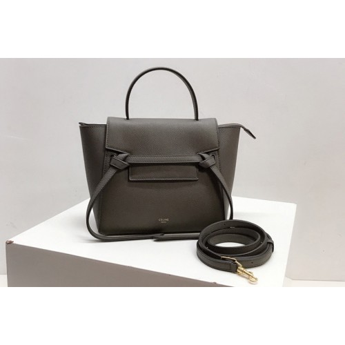 Celine Nano Belt Bag in Dark Olive Grained Calfskin Leather