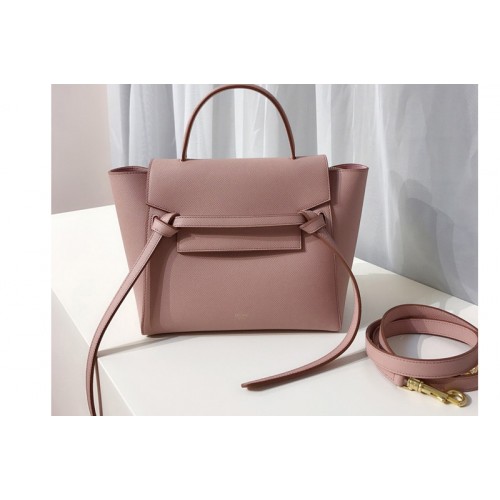 Celine Micro Belt Bag in Pink Grained Calfskin Leather