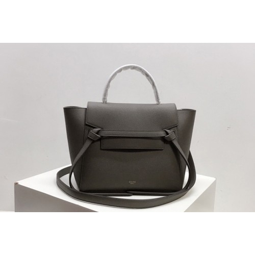 Celine Micro Belt Bag in Dark Olive Grained Calfskin Leather
