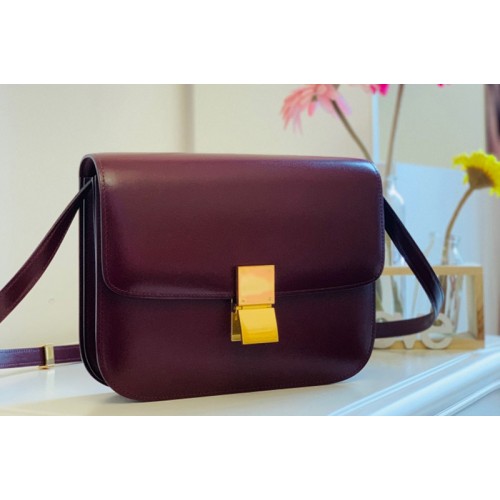 Celine Medium Classic Bag in Burgundy box calfskin Leather