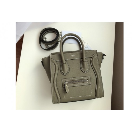 Celine Nano Luggage Bag in Souris Drummed Calfskin Leather