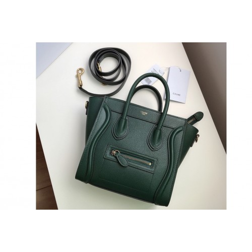 Celine Nano Luggage Bag in Light Green Drummed Calfskin Leather