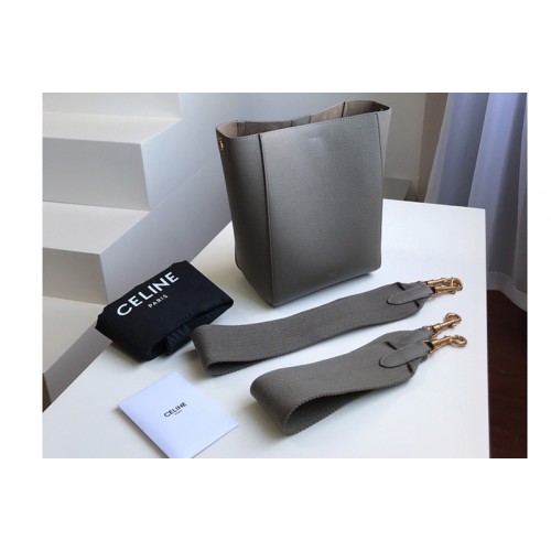 Celine sangle small bucket bag in Gray soft grained calfskin