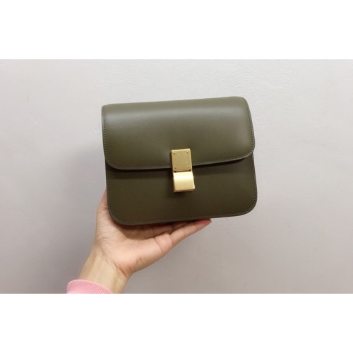 Celine TEEN CLASSIC BAG IN Khaki Green BOX CALFSKIN