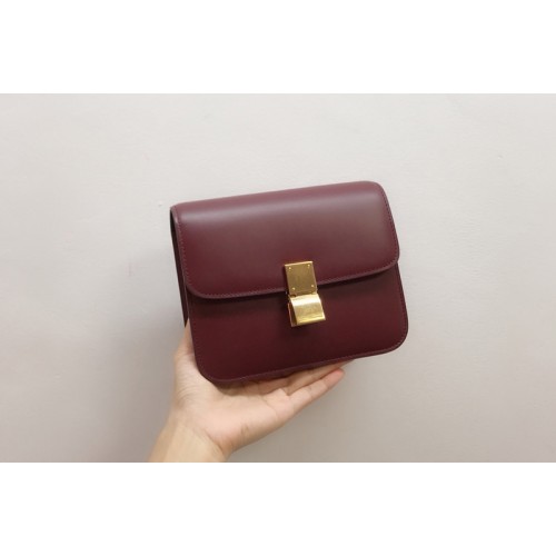 Celine TEEN CLASSIC BAG IN Burgundy BOX CALFSKIN