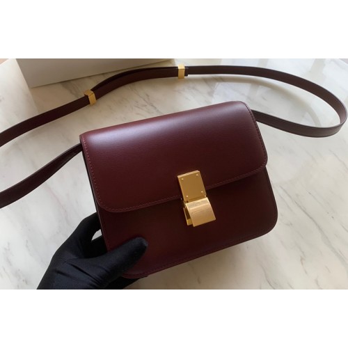 Celine Teen Classic Bag in Burgundy box calfskin Leather
