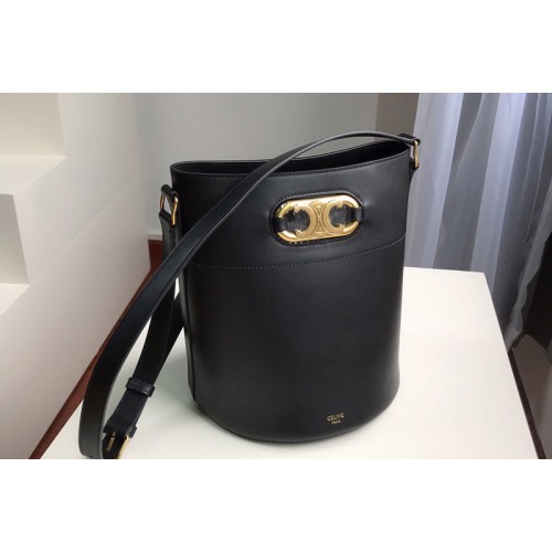 Celine bucket maillon triomphe Bag in Black natural calfskin