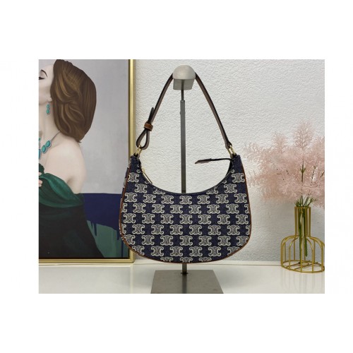 Celine AVA BAG IN NAVY BLUE TEXTILE WITH TRIOMPHE EMBROIDERY