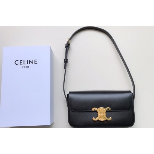 Celine triomphe shoulder bag in Black shiny calfskin Leather
