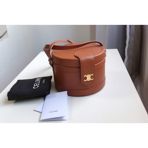Celine medium tambour bag in Tan smooth calfskin