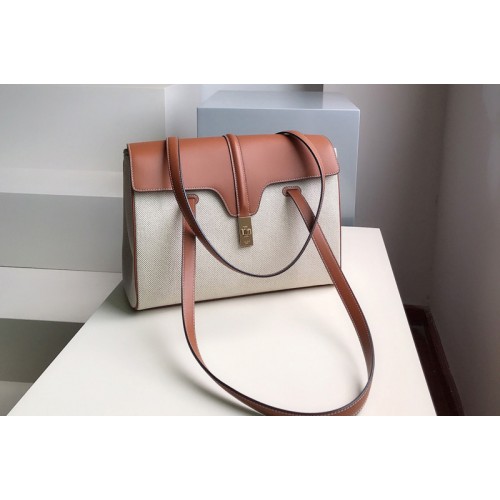 Celine MEDIUM SOFT 16 BAG IN TAN SMOOTH CALFSKIN and Textile