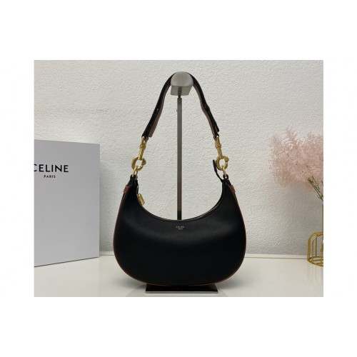 Celine MEDIUM STRAP AVA BAG IN BLACK   TAN SMOOTH CALFSKIN