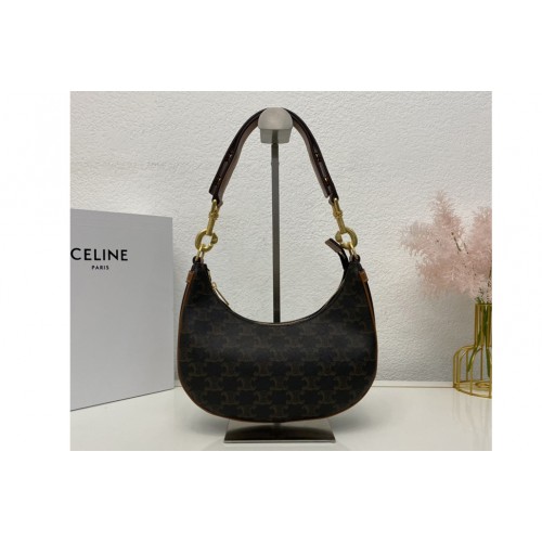 Celine AVA BAG IN TRIOMPHE CANVAS AND CALFSKIN Brown